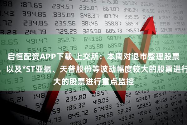 启恒配资APP下载 上交所：本周对退市整理股票退市苏吴，以及*ST亚振、天普股份等波动幅度较大的股票进行重点监控